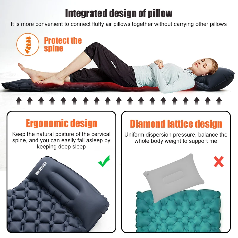 Outdoor Camping Sleeping Pad Folding Sleep Mat Beach Inflat Mattress with Pillows Ultralight Air Mat Travel Hiking inflatable mattress