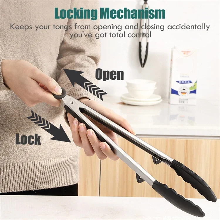 Silicone Kitchen Tongs - Non-Stick BBQ  Salad Serving Utensils