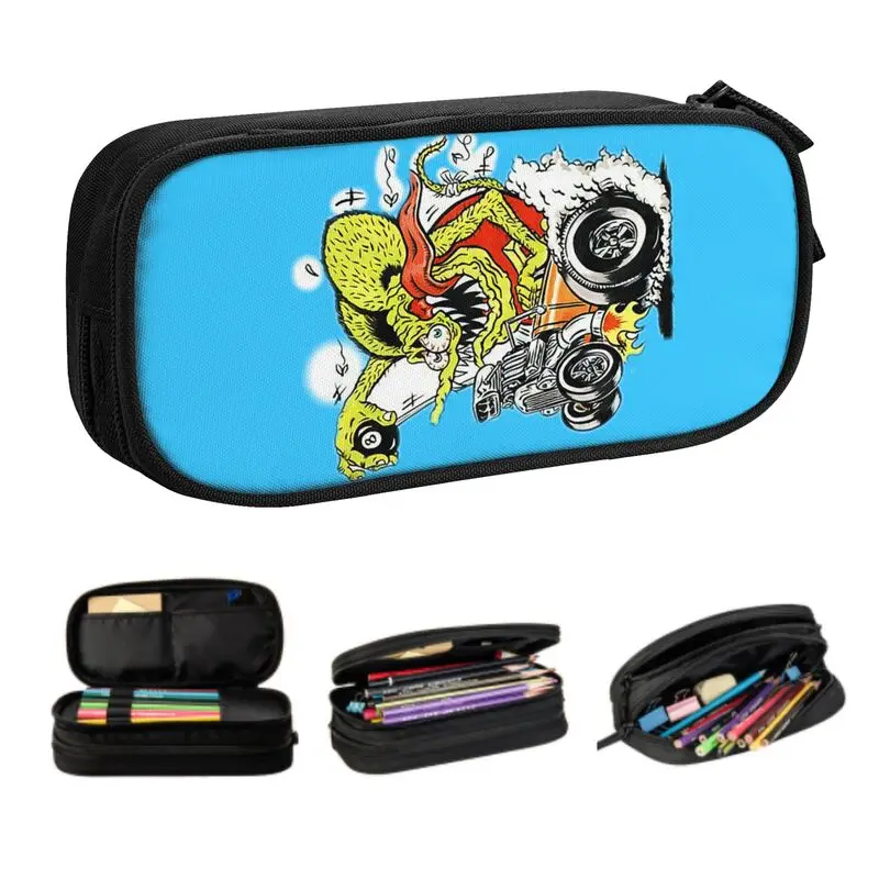 

Anime Cartoon Rat Fink Pencil Cases for Girl Boy Large Storage Pen Bag Box School Supplies