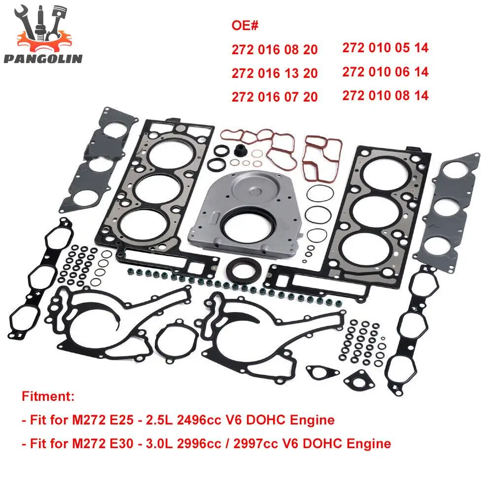

Комплект уплотнений для капитального ремонта M272 для Mercedes-Benz C280 W204 W211 E25 2.5L 3.0L V6 DOHC Engine 2722010280 2720161320 2720160820
