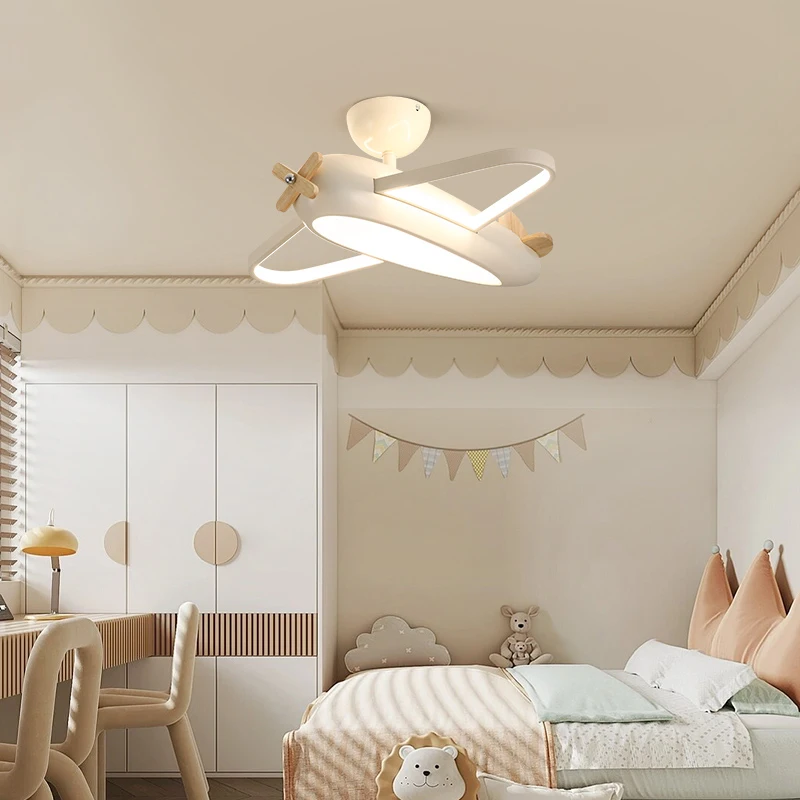 Plafoniere per aeroplani blu crema protezione per gli occhi Nursery Room lampada a sospensione per bambini ragazzo bambini camera da letto lampadario lampade a LED