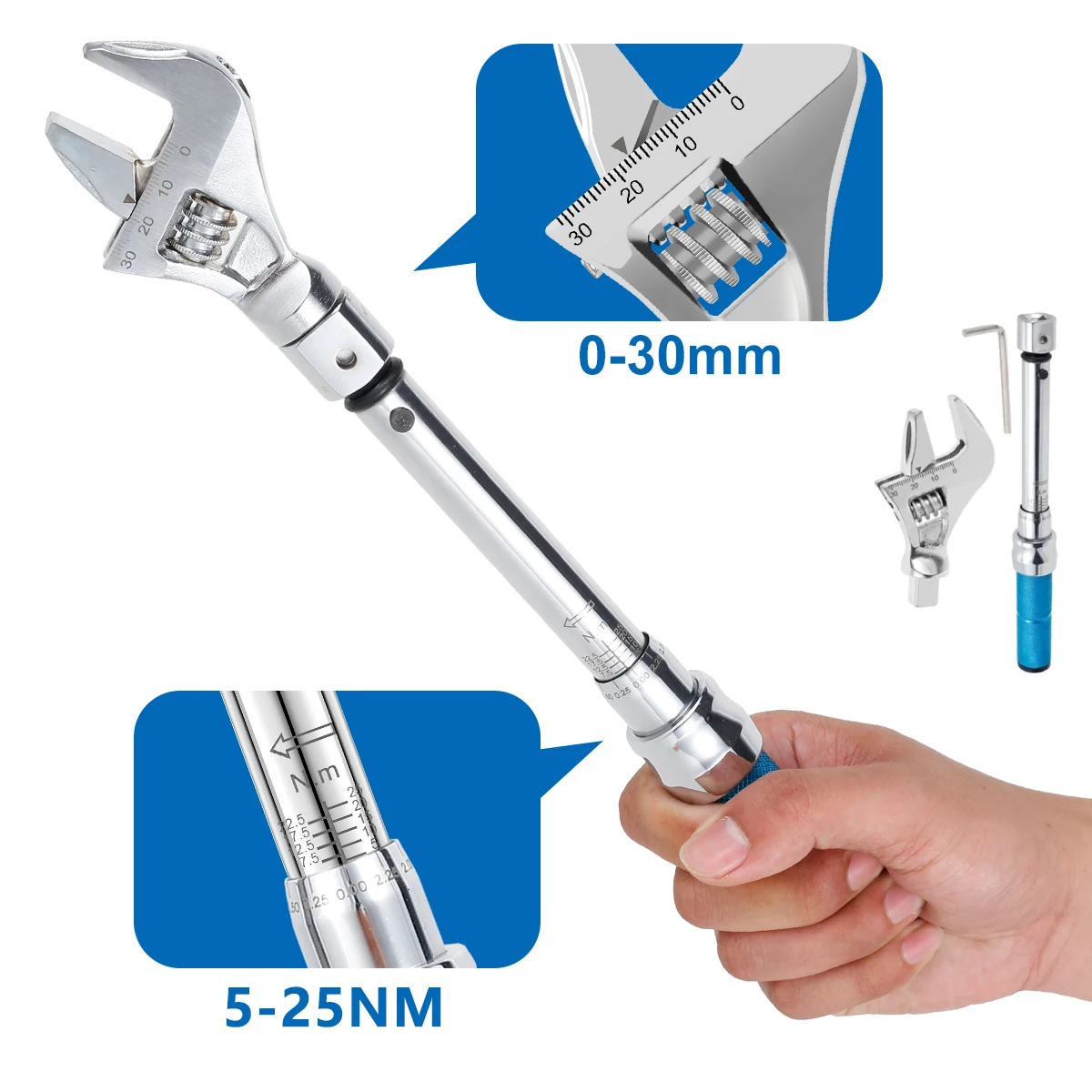 525NMAdjustableTorqueWrench30mmOpenEndWrenchDetachableTorque