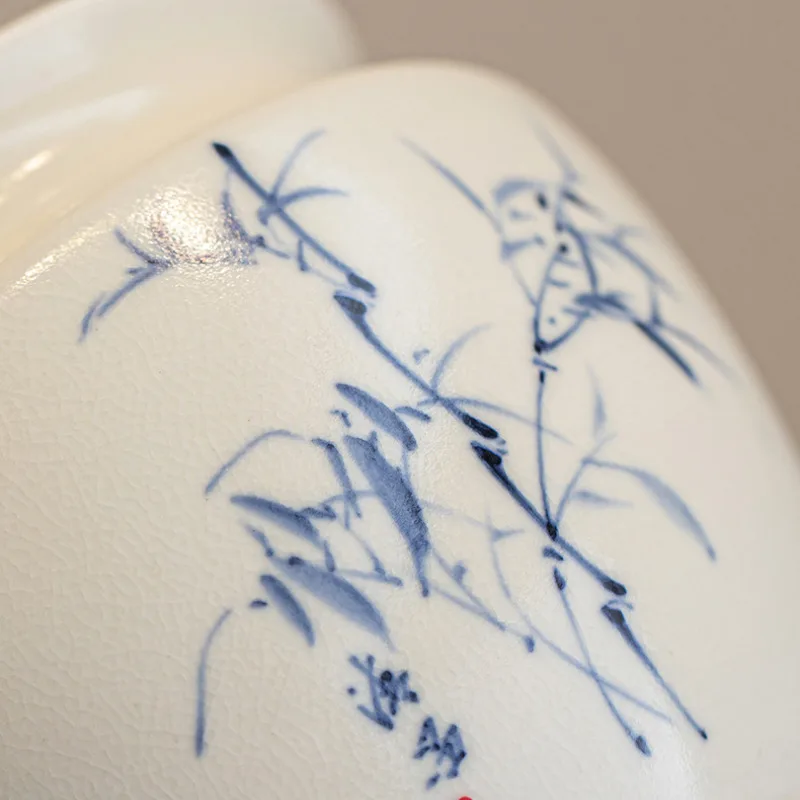 500ML Hand-painted Bamboo Jianshui Washing Cup Bowl Soda Glazed Tea Dust Cylinder Barrel Tea Residue Bucket Chaxi For Tea Craft