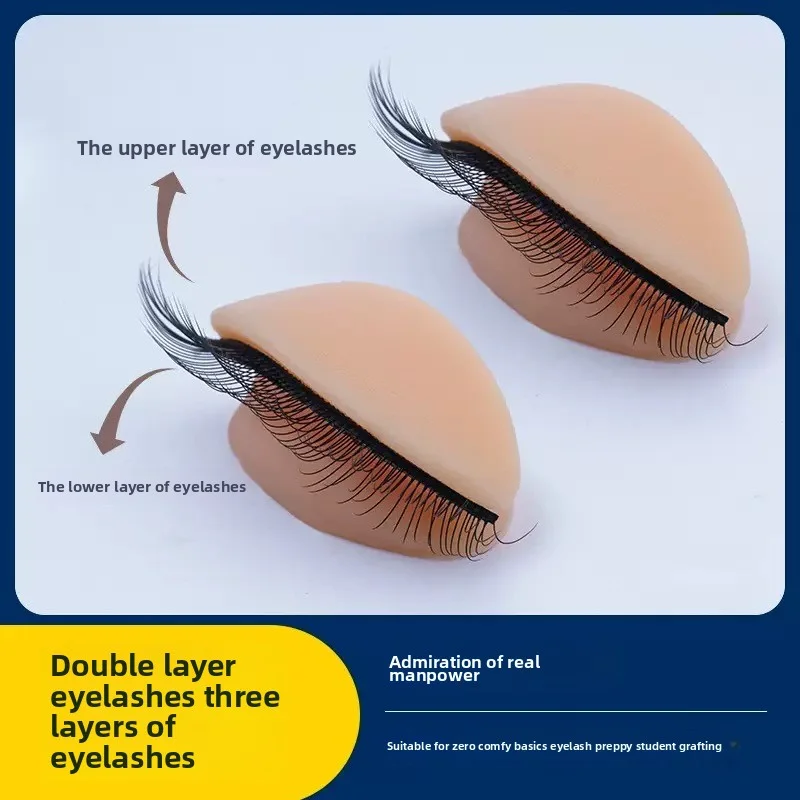 3 pairs of double-layer eyelash exercises, replaceable eyelid eye mask, silicone detachable eyelash extension display head  mold