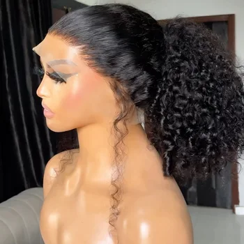 Short Bob Cut Black Color Water Wave 13X4 HD Lace Front Wigs Synthetic Wig Preplucked With Baby Hair Bleached Knots Glueless Wig