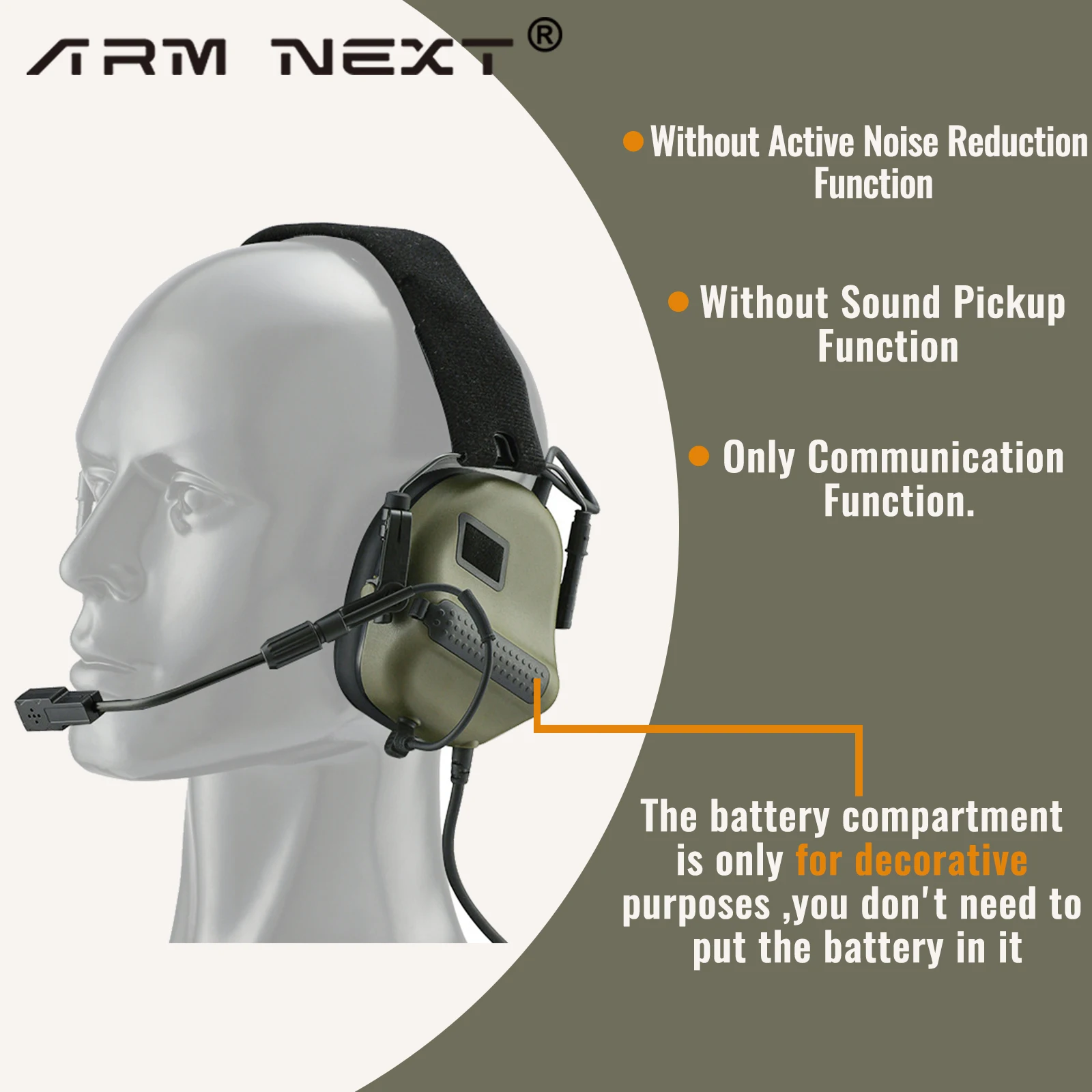 Airsoft Tactical Headset Foldable Earmuff Microphone Military Headphone Shooting Hunting Ear Protection Earphones