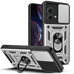 Magnetic Ring Bracket Stand Protective Phone Case Cover for Moto G51 5G (Silver)