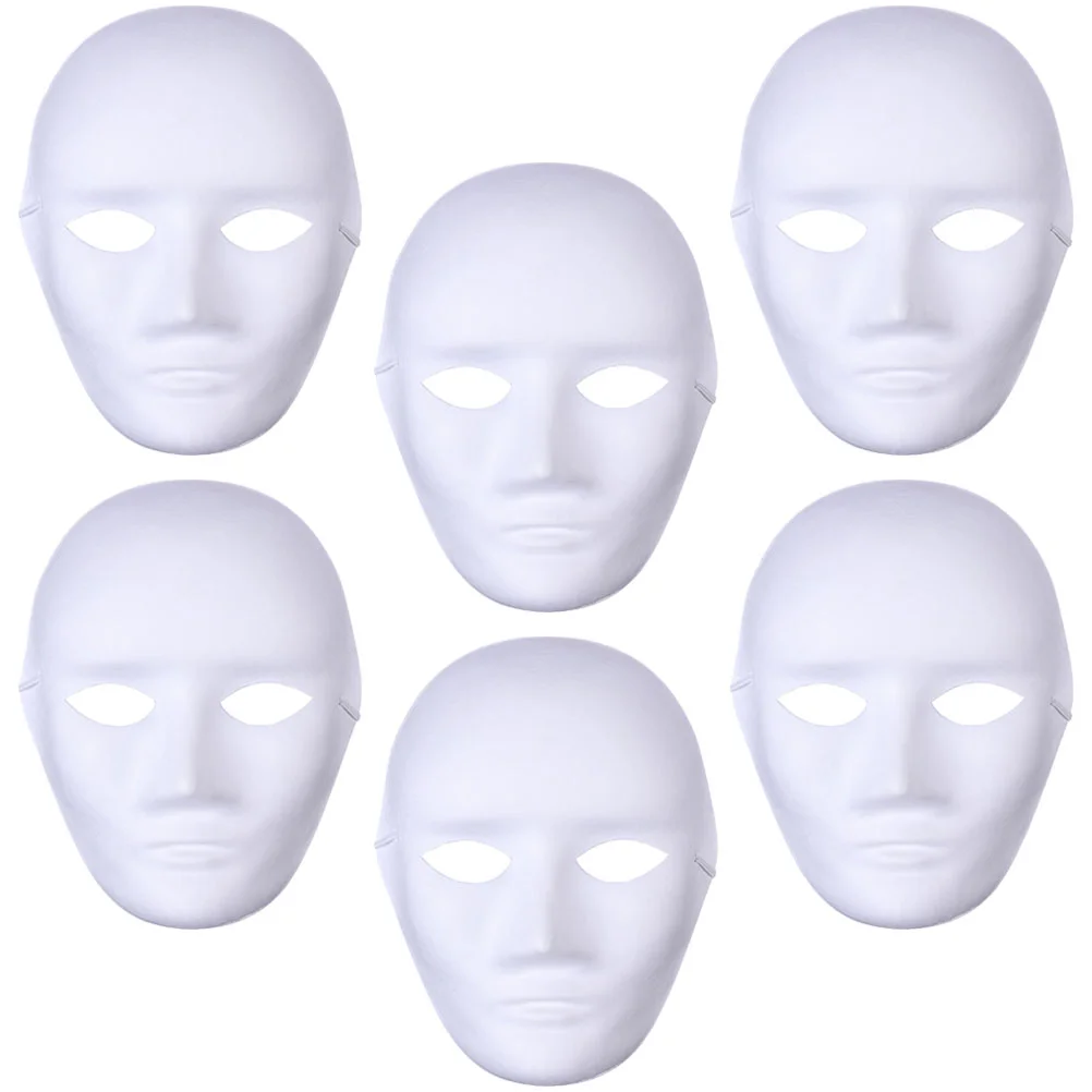 

6 Pcs Decor Blank Mask Masquerade DIY Party Masks Adults Makeup Pulp White Cosplay Cat Child