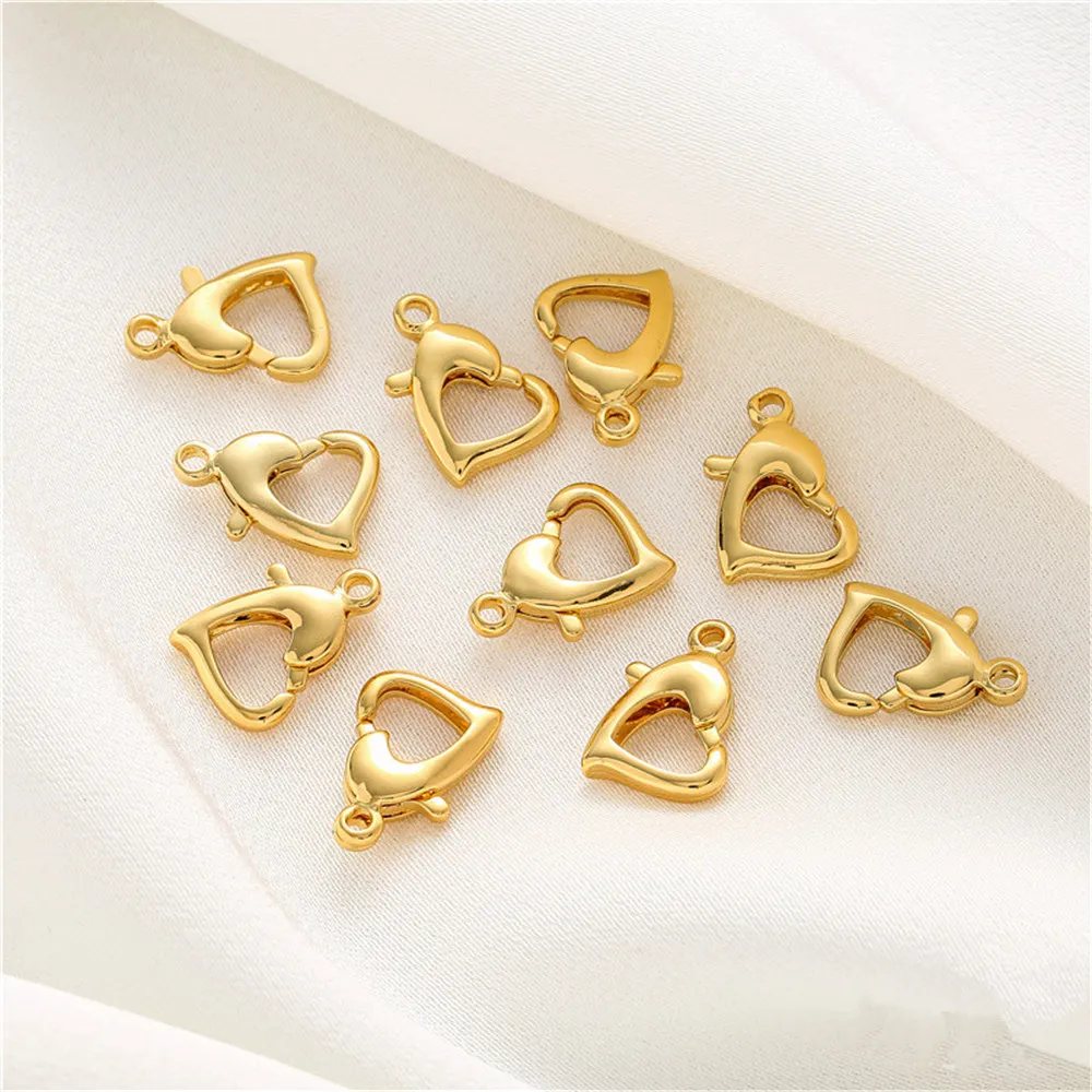 

18-carat gold clad love lobster buckle with dangling ring diy accessories connecting buckle tail buckle chain jewelry materials