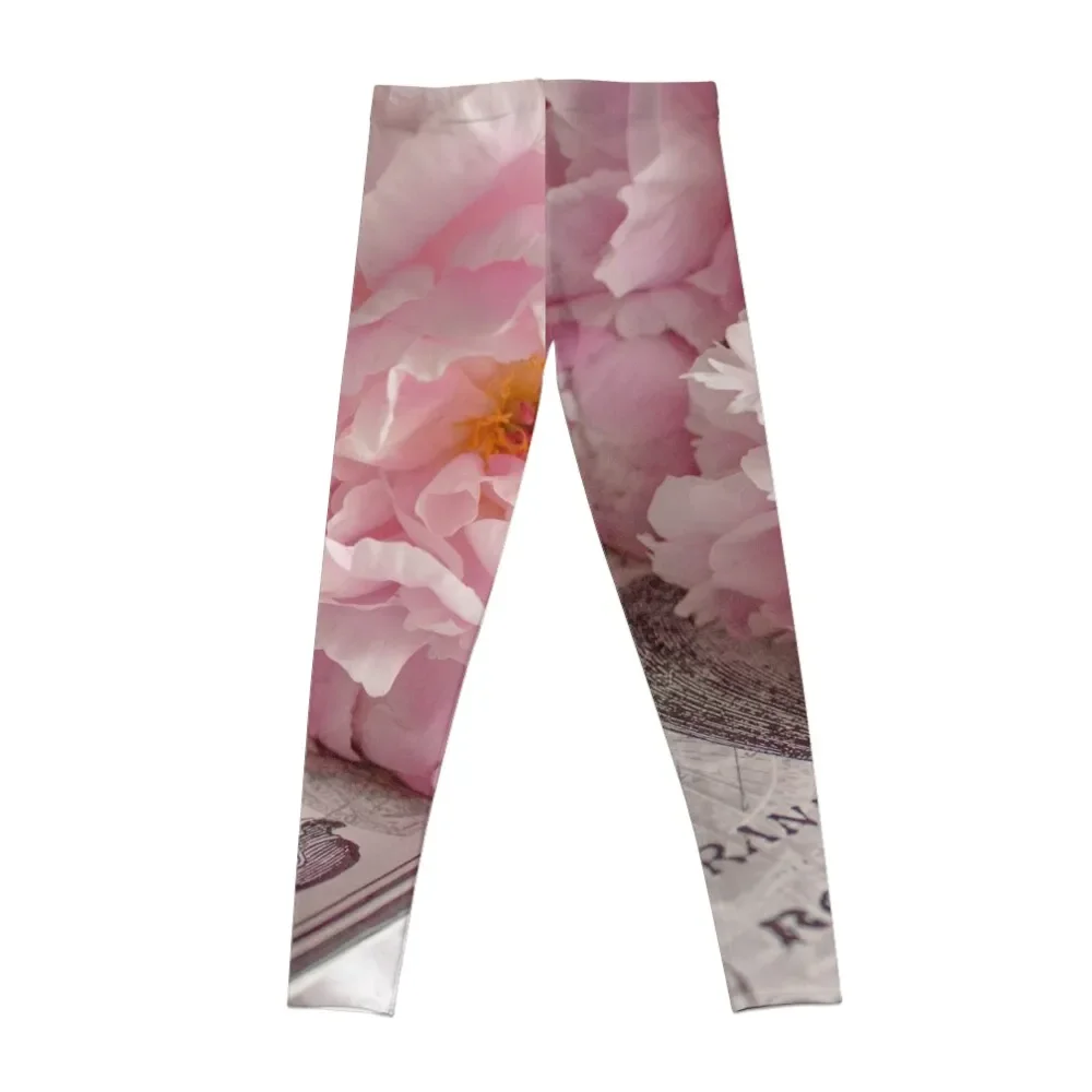 Paris Peonies Romantic Floral Still Life Leggings Women's high waist gym top sports woman gym Womens Leggings