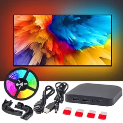 Dynamic LED Backlight Kit with HDMI Sync and RGBIC Strip Lighting - Button Version (HDMI2.0 120inch TV)