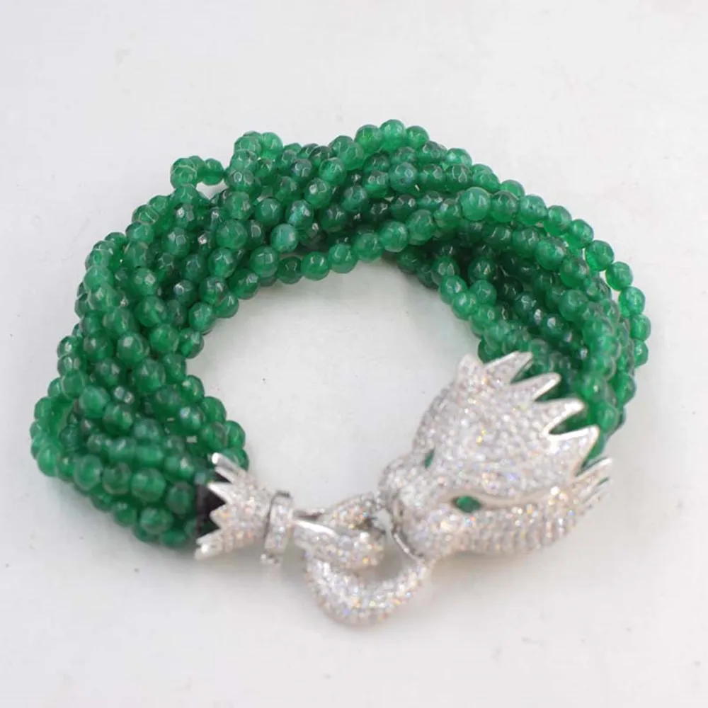 Handmade 10 strands knotted bracelet 4mm green faceted jade 20-25cm for women jewelry fashion gift