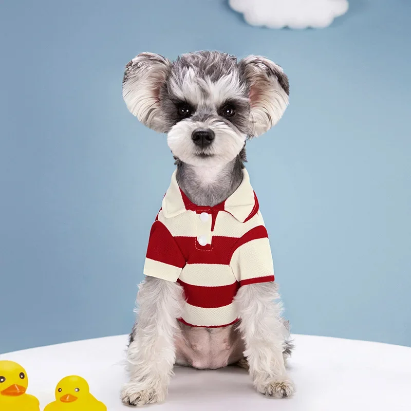 Dog Summer Striped Polo Shirt for Small Medium Dogs Clothes Puppy