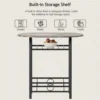 3-Piece Wooden Round Table, Kitchen Breakfast Nook Wood Grain Tabletop with Metal Frame and Built-in Wine Rack for Kitchen 5
