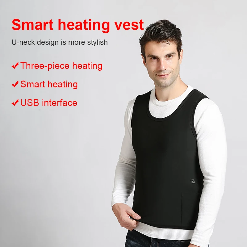 

Electric Heating Vest Autumn Winter USB Electric Heated U Neck Men Women Outdoor Fishing Trekking Cycling Thermal
