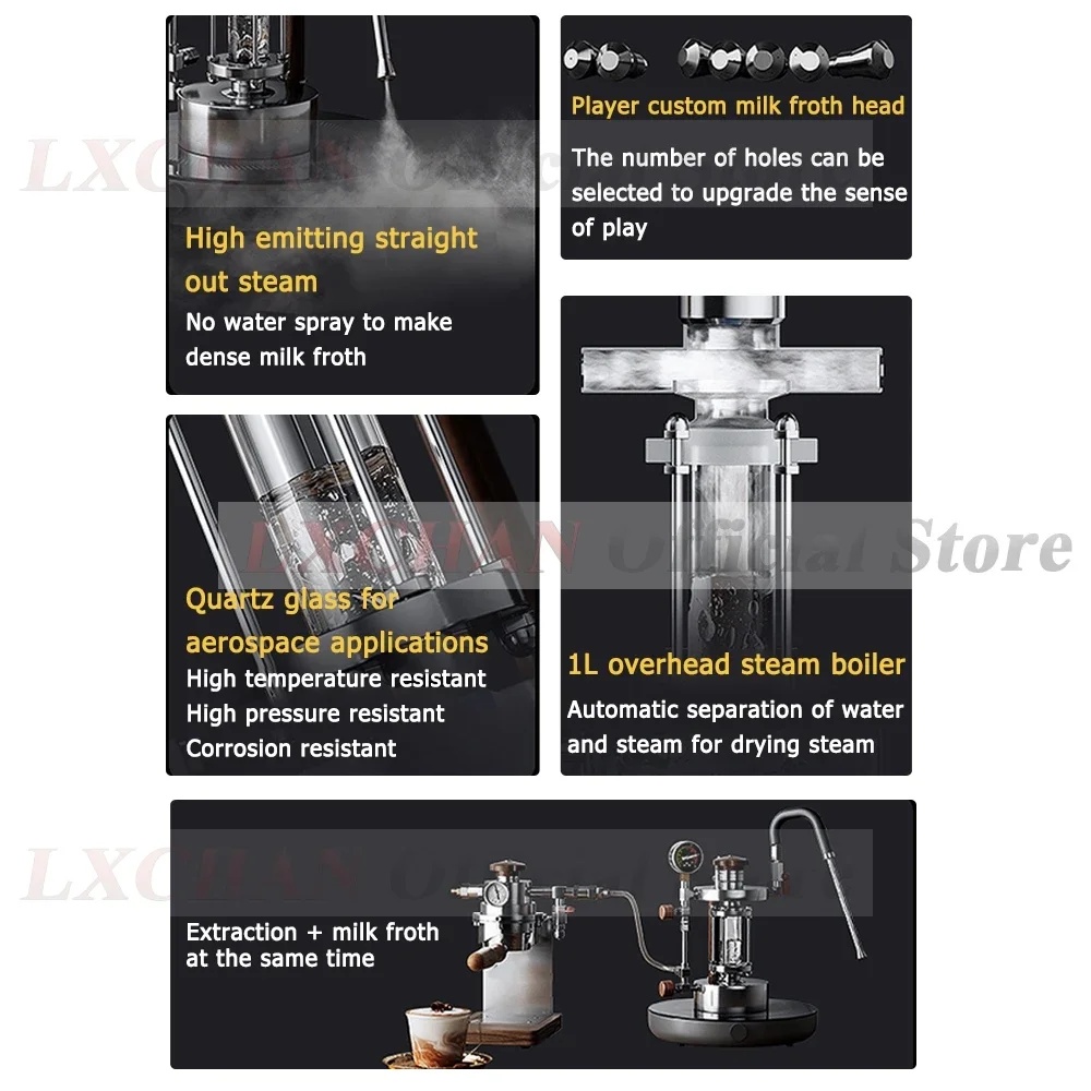 HomeWise Steam Milk Frother Household Coffee Milk Foamer Espresso Coffee Maker Milk Frother with Steam Nozzle 1-5 Hole Optional 6