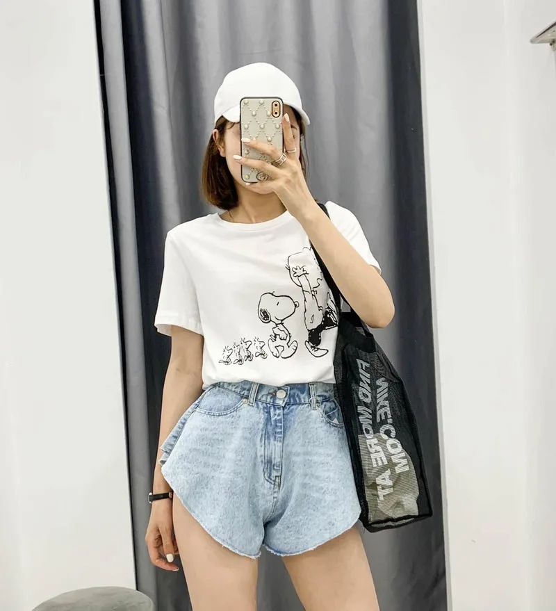 High Waist Ruffle Hem All-Match Loose Ruched Shorts Female New Fashion Clothing Tide 2023 Summer Casual Blue Denim Shorts Skirts
