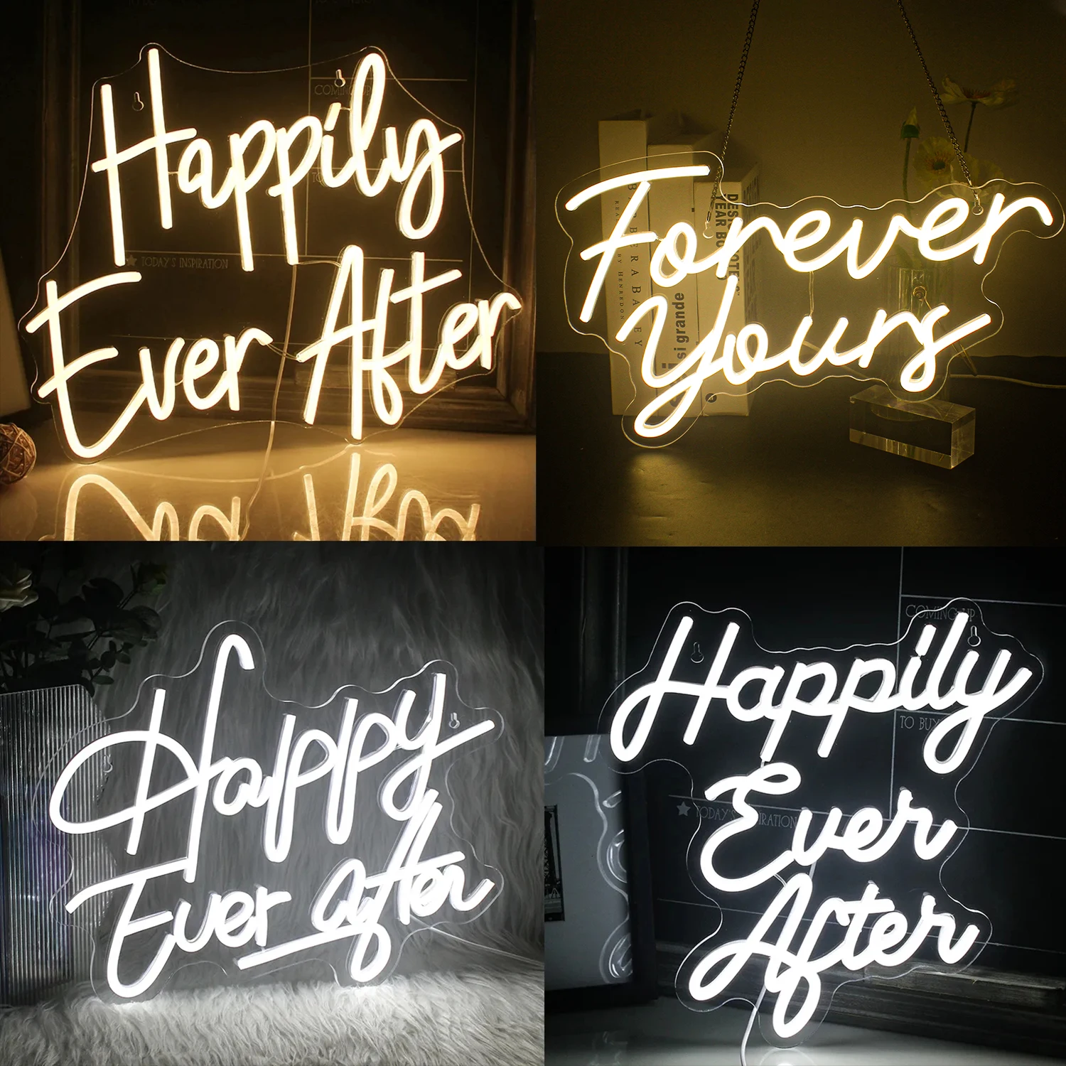 

Aesthetics Happily Ever After Led Neon Sign Ight Letter Wedding Happy Birthday Party Aesthetic Room Wall Decoration