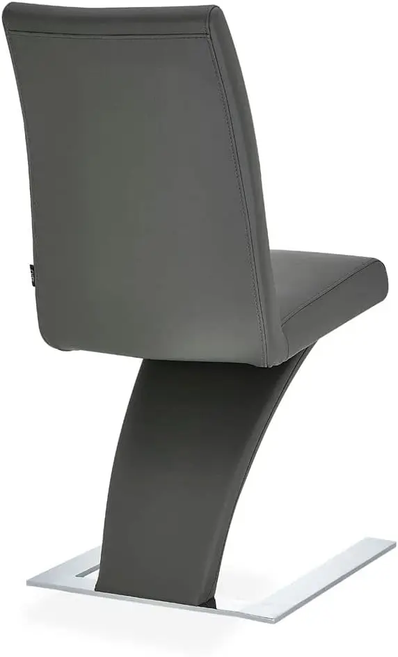 Furniture Modern Mesa Dining Chair in Dark Grey Microfiber Leather and Stainless Steel