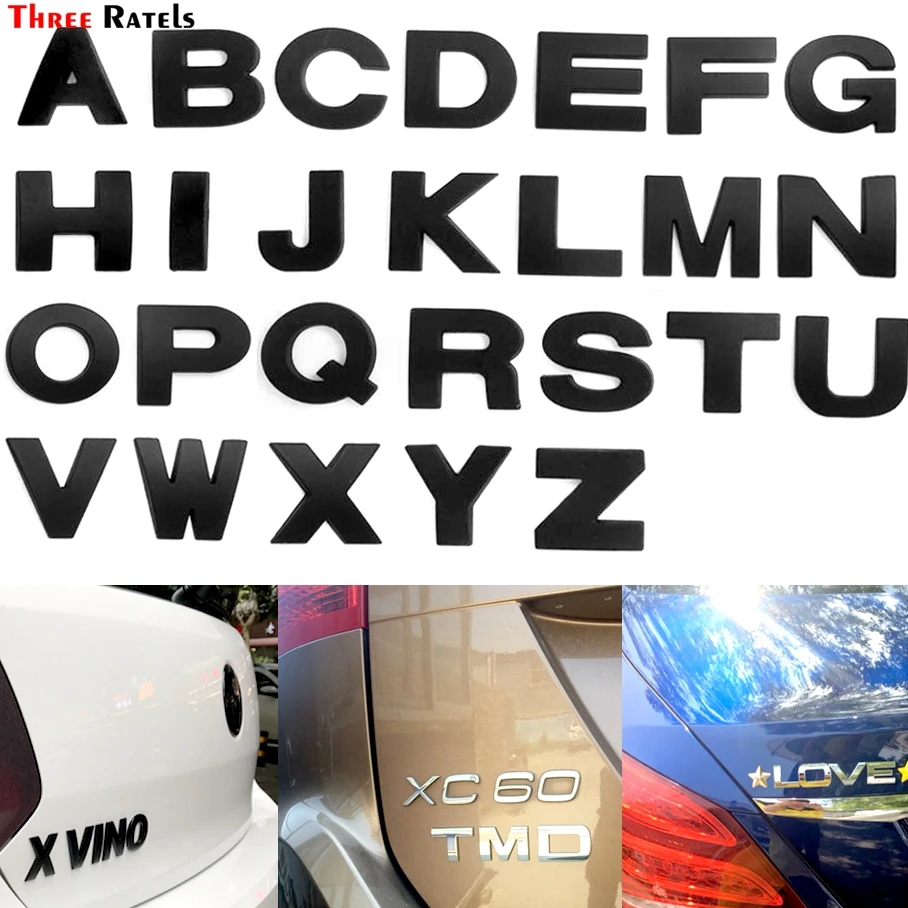 Kaufe 3D Autoaufkleber Metall Alphabet Silber Schwarz Abzeichen Chrom  Buchstaben Zahlen Logo Autoaufkleber Autos Zubehör Aufkleber