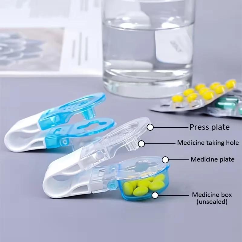 Portable pill dispensers and small household tools for pill boxe tablet pill blister pack bottle opener auxiliary pill dispenser