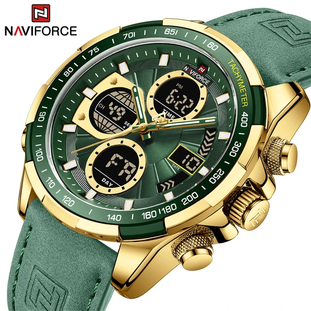 NAVIFORCE Business Luxury Skórzane męskie zegarki Sport Chronograph Zegarek alarmowy dla mężczyzn Wodoodporny zegarek kwarcowy 1
