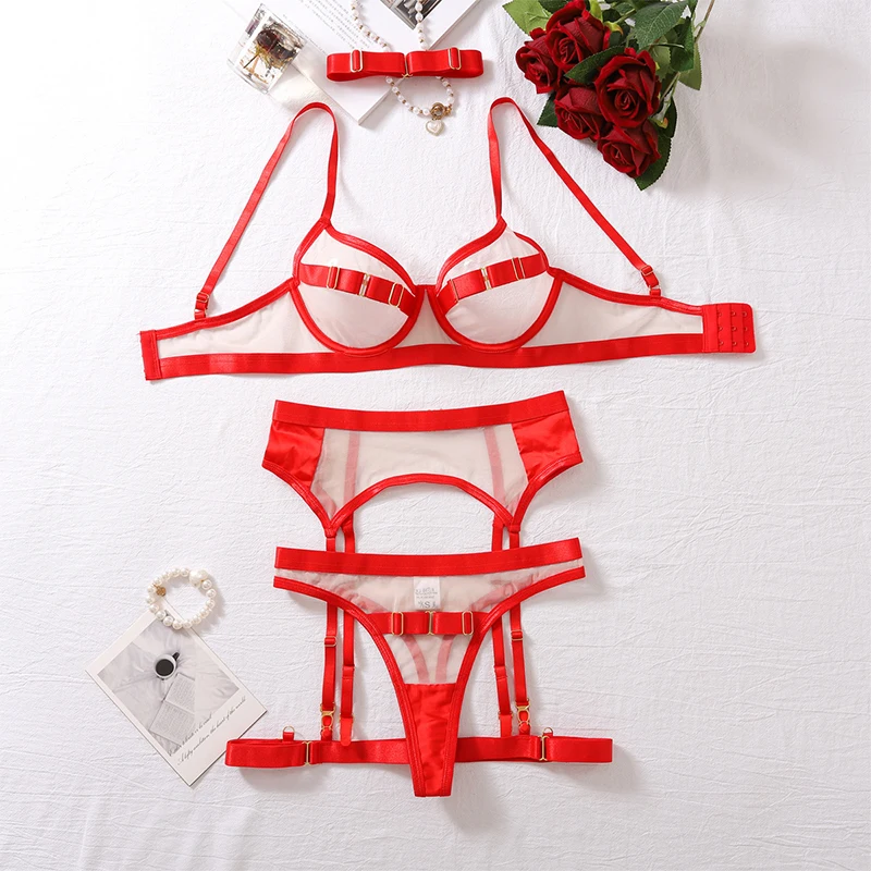 CHILLGIO Frauen Transparent Sheer Bh Kurze Anzüge Sexy Mode Bodycon Bh Tangas Outfit Erotische Dünne Drei Stücke Unterwäsche Set – Detail 15