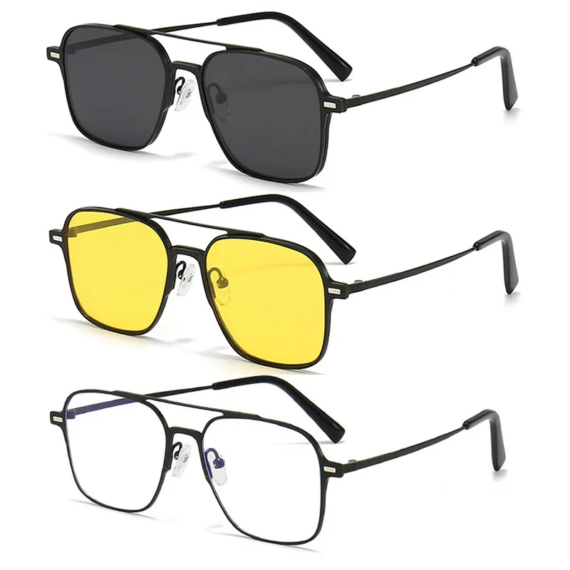 

3 In 1 Magnet Clip On Sunglasses Men Polarized Night Vision Clips Magnetic Glasses Women UV400 Eyewear gafas de sol hombre