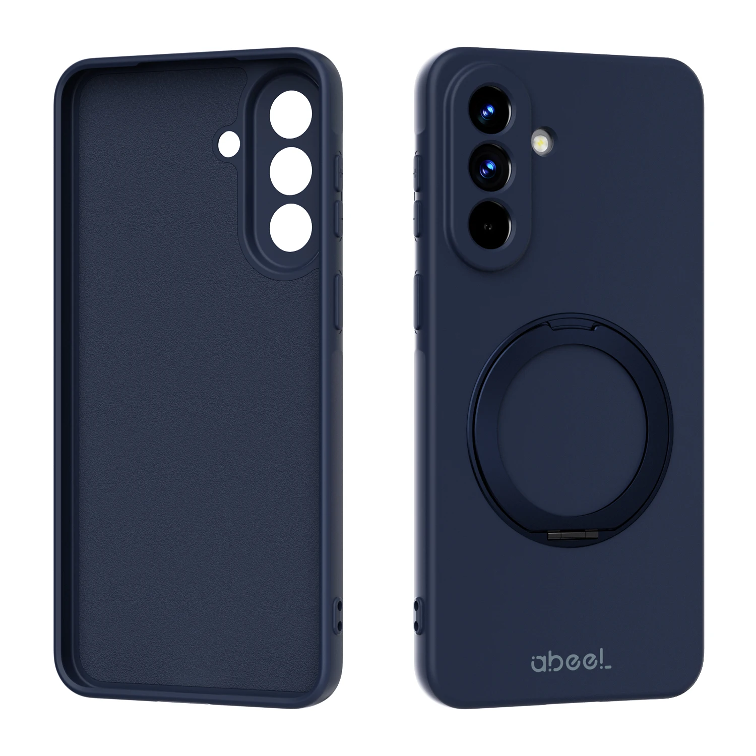 Solid Color Silicone Ring Holder Case with Inner Fur and Magnetic Camera Protector