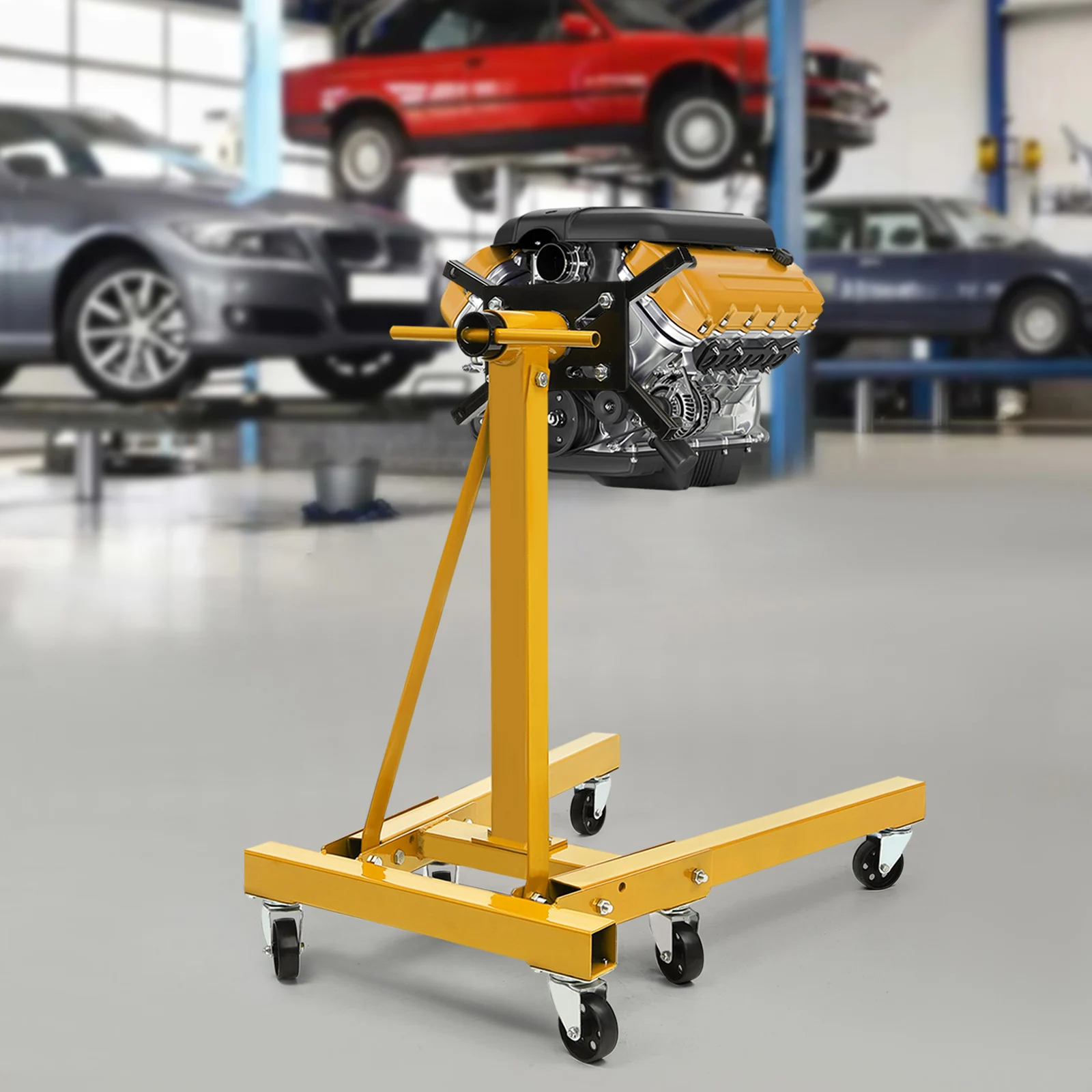 

360°Rotating Engine Stand 2000lbs 1 Ton Folding Engine Stand Motor Hoist Dolly Mover Jack Auto Repair Rebuild Steel Engine Stand