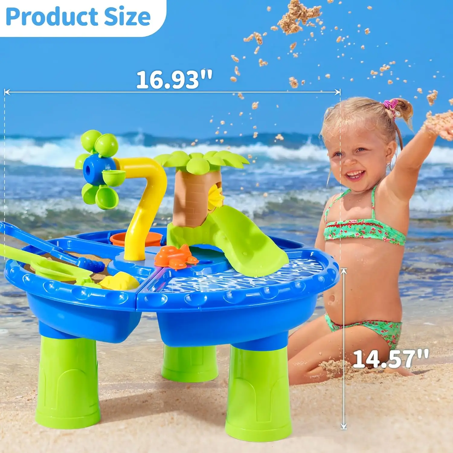 Water Table Sandbox for Kids Outdoor Sensory Play with Sand Toys and Splash Pool, Perfect for Toddlers Summer Activity 6