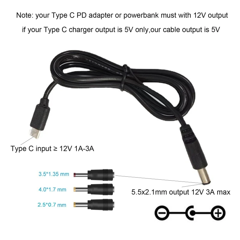 Usb C/type C Pd To 12v 5.5x2.1mm Power Supply Cable For Wifi