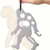 1pc Stainless Steel Monkey & Sasquatch Survival Tool Card Keychain - Durable, Multifunctional, Rust-Resistant - Perfect for Outd 1