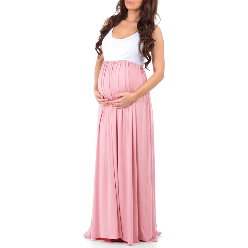 Sleeveless Dress for Pregnant Women Summer Comfortable Elastic Meternity Dress Pregnancy Long