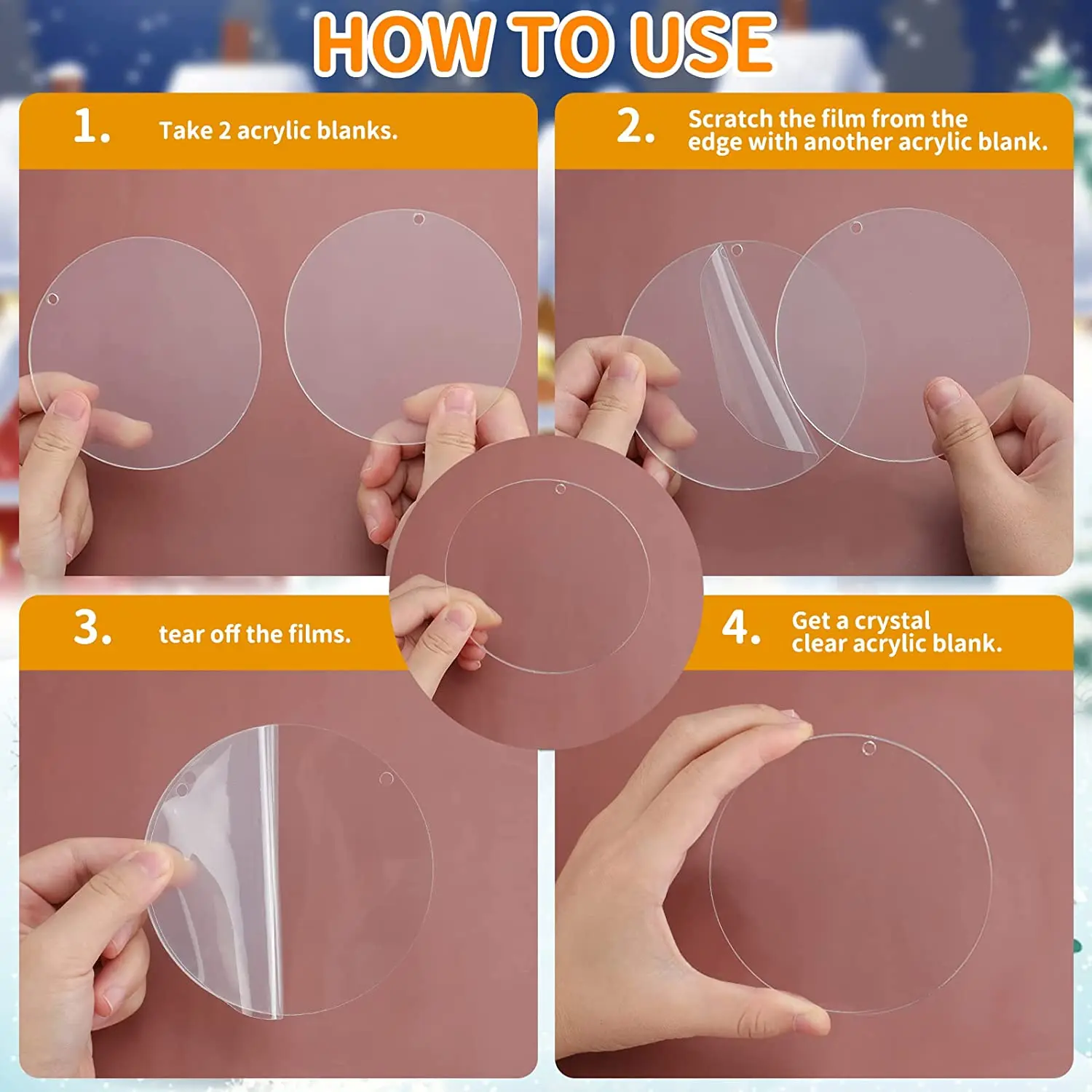 FDCGAS - 20 Disques Ronds En Acrylique Transparent 5 Cm Avec Trou - Pour DIY, Porte-clés, Déco