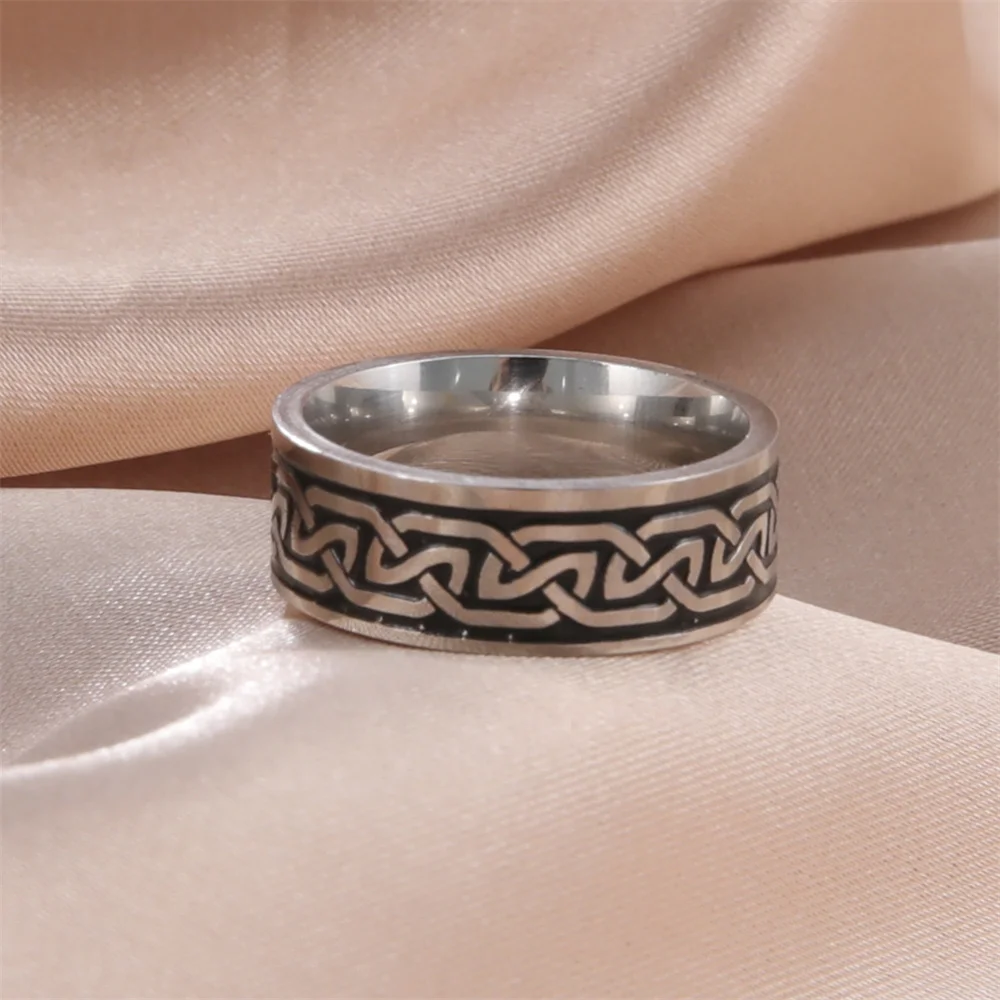 Vintage Wicca Celtic Knot Weave Viking Symbols Stainless Steel Mens Women Luck Tree Rings Simple for Girl Boyfriend Jewelry Gift finger ring silver ring wedding rings stainless steel ring ring set couples rings adjustable rings wedding ring gold color ring gold color rings