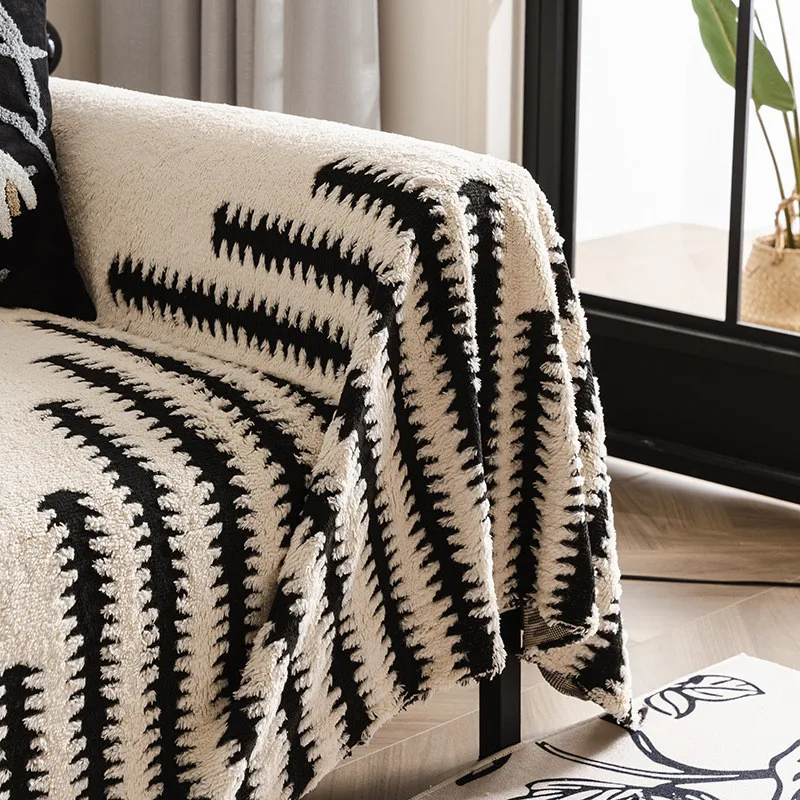 Simple Fashion Sofa Towel Mat Thicken Plush Non-slip All-inclusive Corner Seat Cover Winter Warm Couch Cushion for Living Room 6