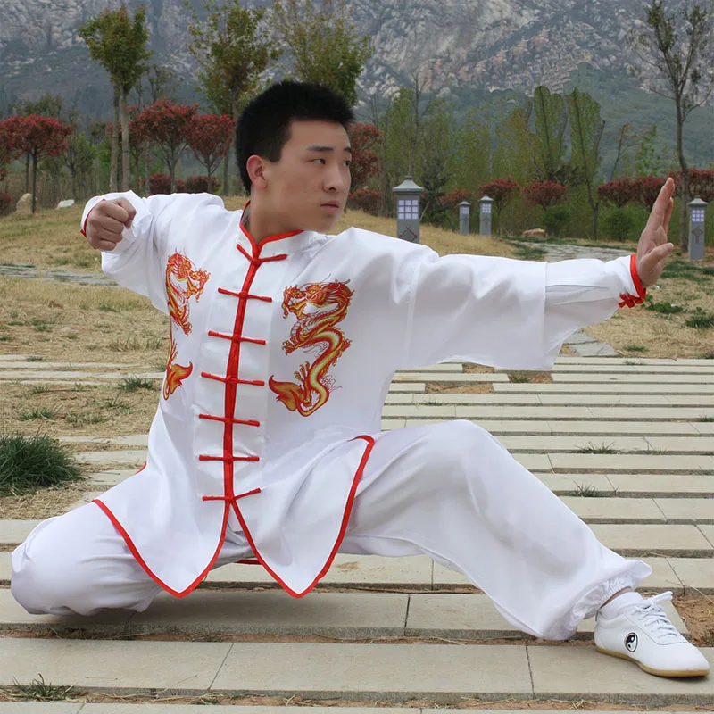 Men Tai Chi martial arts Kungfu uniforms Chinese traditional sweater, silk milk pants Wushu meditation outfit set