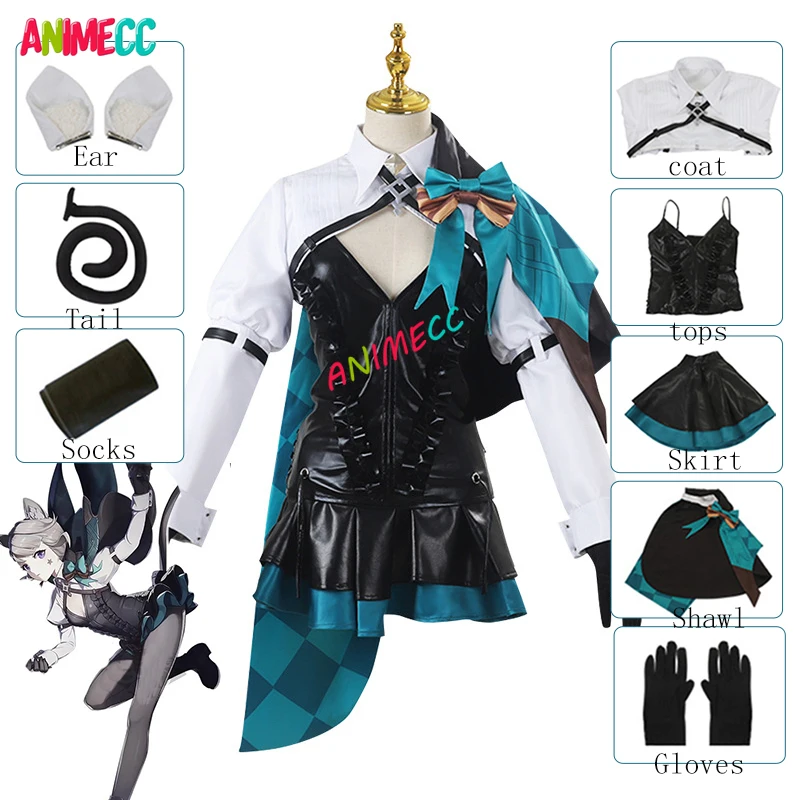 

ANIMECC Lynette Genshin Impact Cosplay Costume Anime Game Fontaine New Role Magician Halloween Party Outfits for Women Girls
