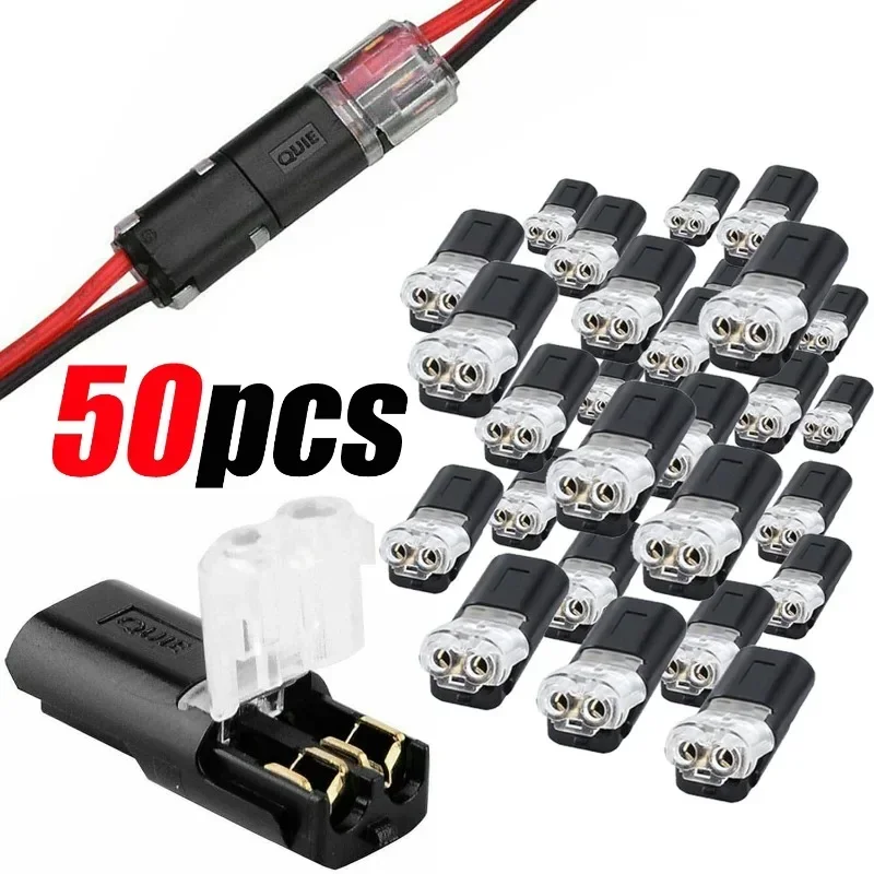 

50-1Pcs 2 Pin Way Plug Wire Cable Snap Connectors Waterproof Electric Wire Double-Wire Plug-In Connector with Locking Buckle