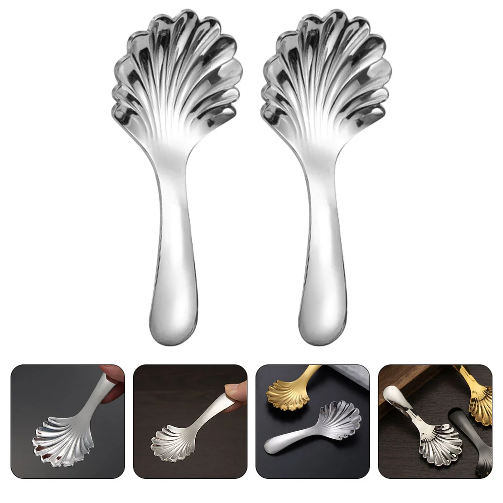 

2pcs Stainless Steel Teaspoons Dessert Spoons Metal Tea Spoons Coffee Spoons