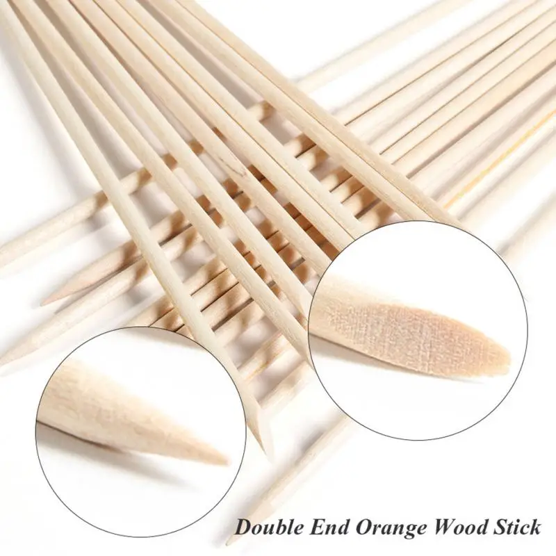 1~8PCS different sizes Orange Wood Sticks for Cuticle Pusher Cuticle Remove Tool forks for nails Manicures Tools 10/