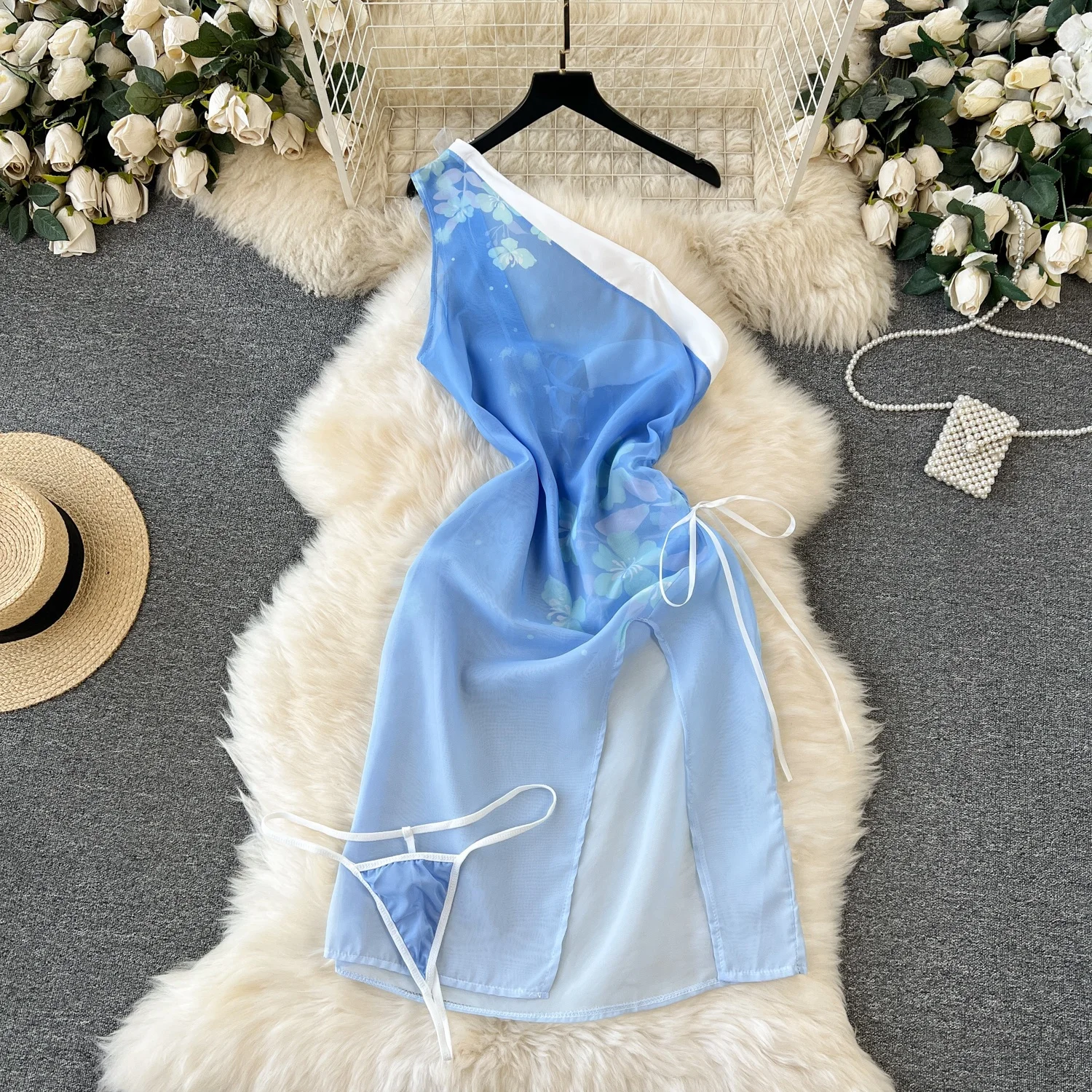 Black Lace Women's See-through Sexy Lace Up Bow Spliced Strap Jumpsuit Hollow Out Erotic Lingerie Bodysuit Shapewear Backless