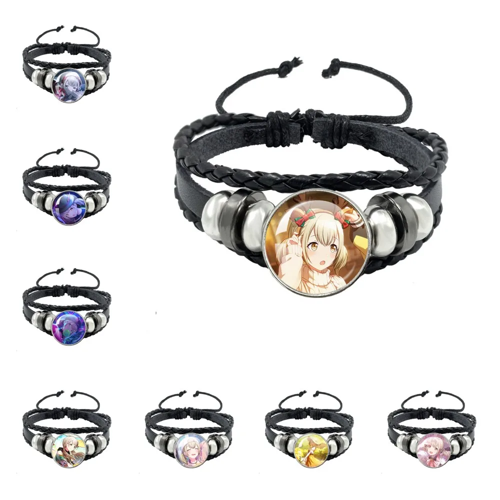 

Проект секай из аниме, яркий плохой отряд, Azusawa Kohane, кожаная веревка, Кнопка браслет со стеклянным куполом для фанатов, подарок