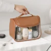Transparent PU Cosmetic Bag with Hook Waterproof Travel Washbag Large Makepouch 4