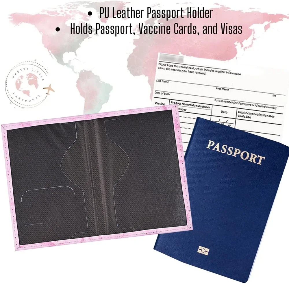 Passport protective cover embroidery letter pattern travel holder wallet gift PU leather card case cover unisex