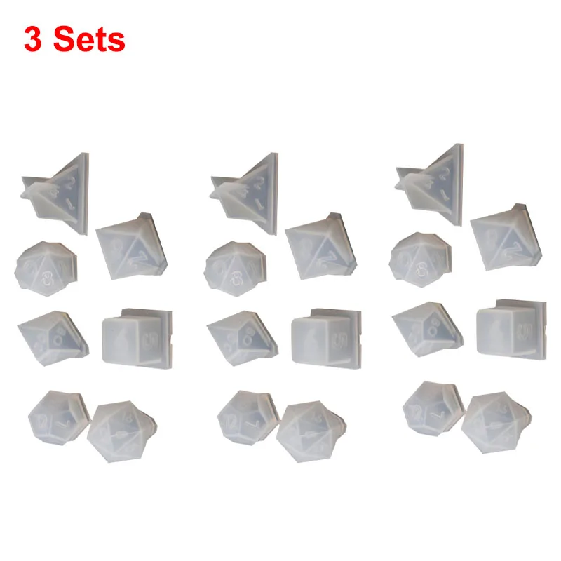 

7 Shapes Dice Fillet Square Triangle Dice Mold Crystal Epoxy Resin Mold Kit Dice Digital Game Silicone Mould Art Craft 1/2/3Sets