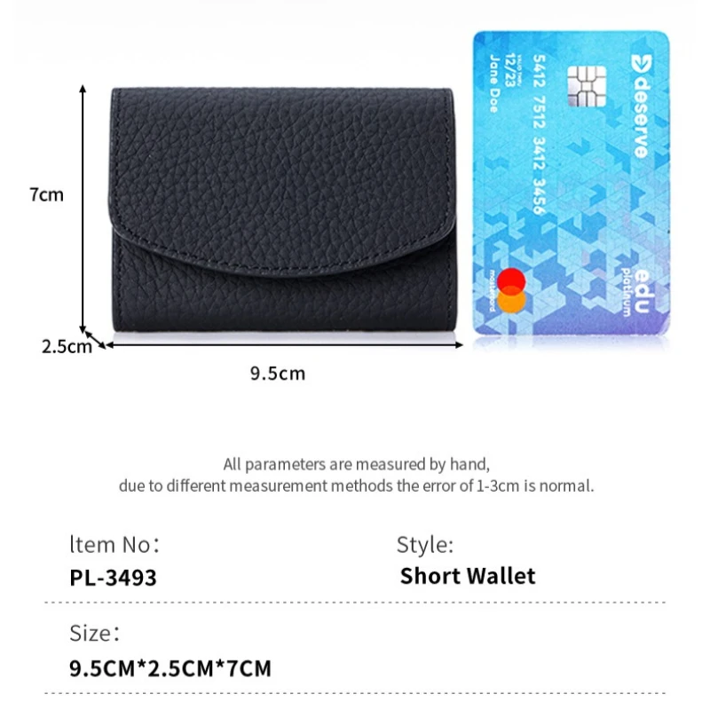 Compact Women's Leather Wallet with RFID Protection and Coin Pouch