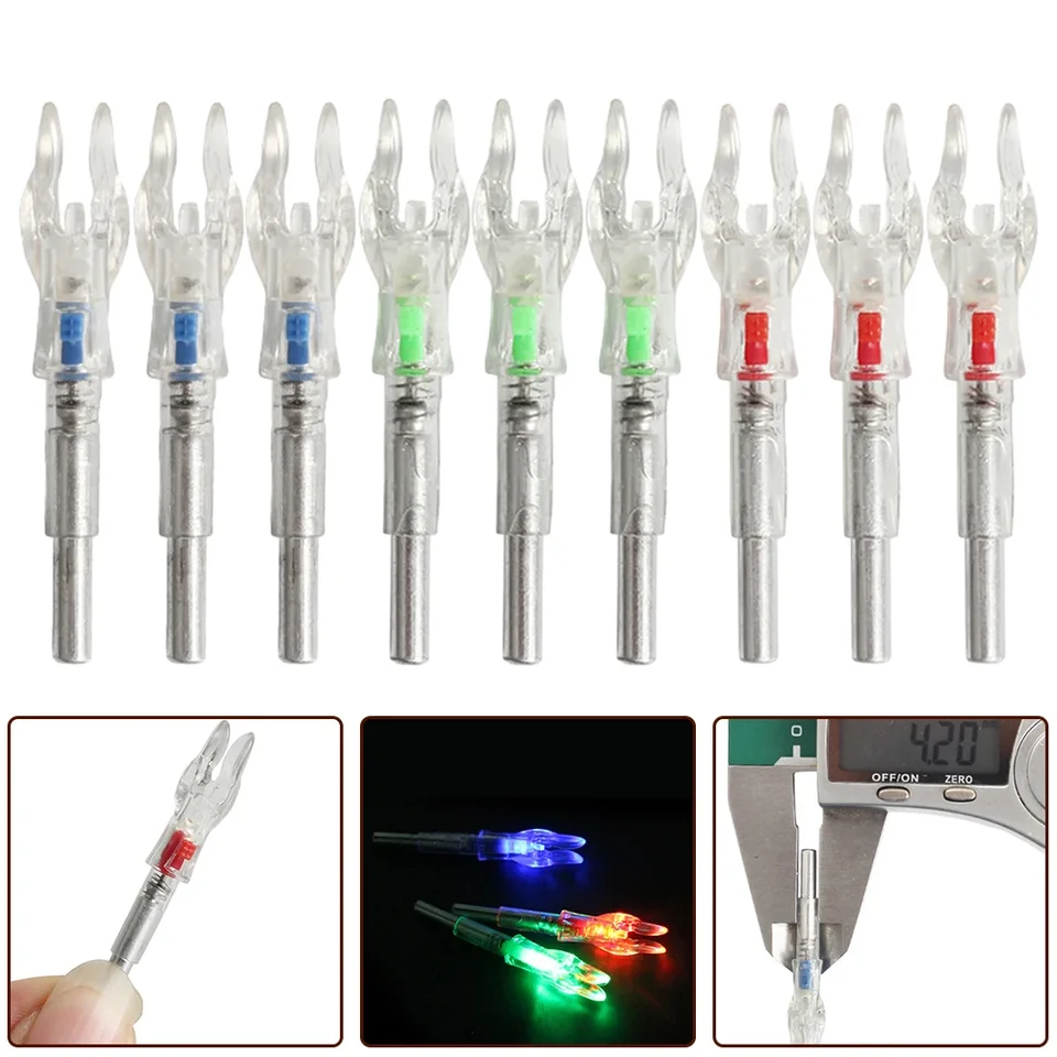 12 PCS LED Lighted Archery Nocks - Luminous Plastic Arrow Nocks, Random Colors, Auto-On