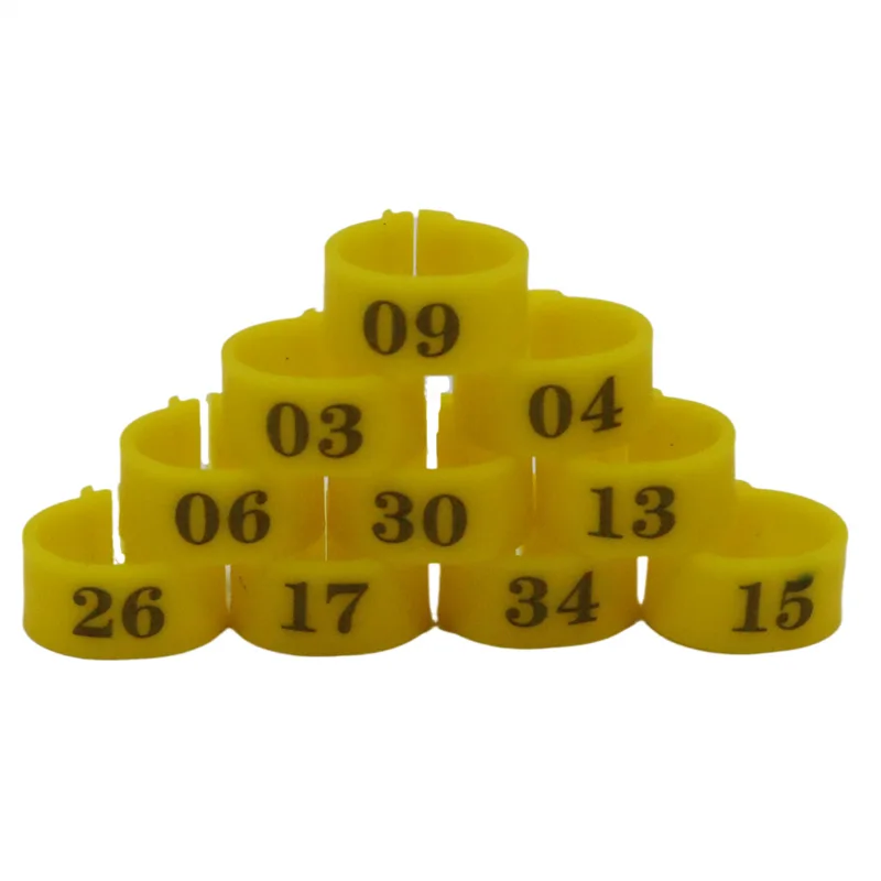 50 pcs 12MM 14MM Bird Plastic Clip Rings Pigeon colored foot ring No.1-50 For 4 colors